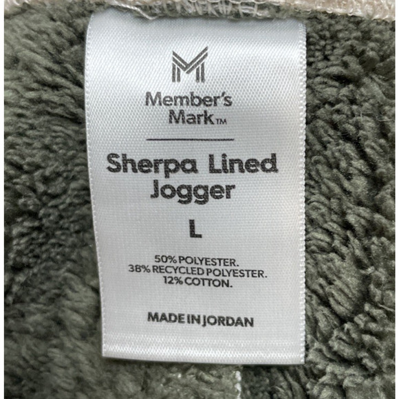 Members Mark Sherpa Lined Joggers Sweatpants Mens L Gray Plush Cozy Lounge - Picture 3 of 8